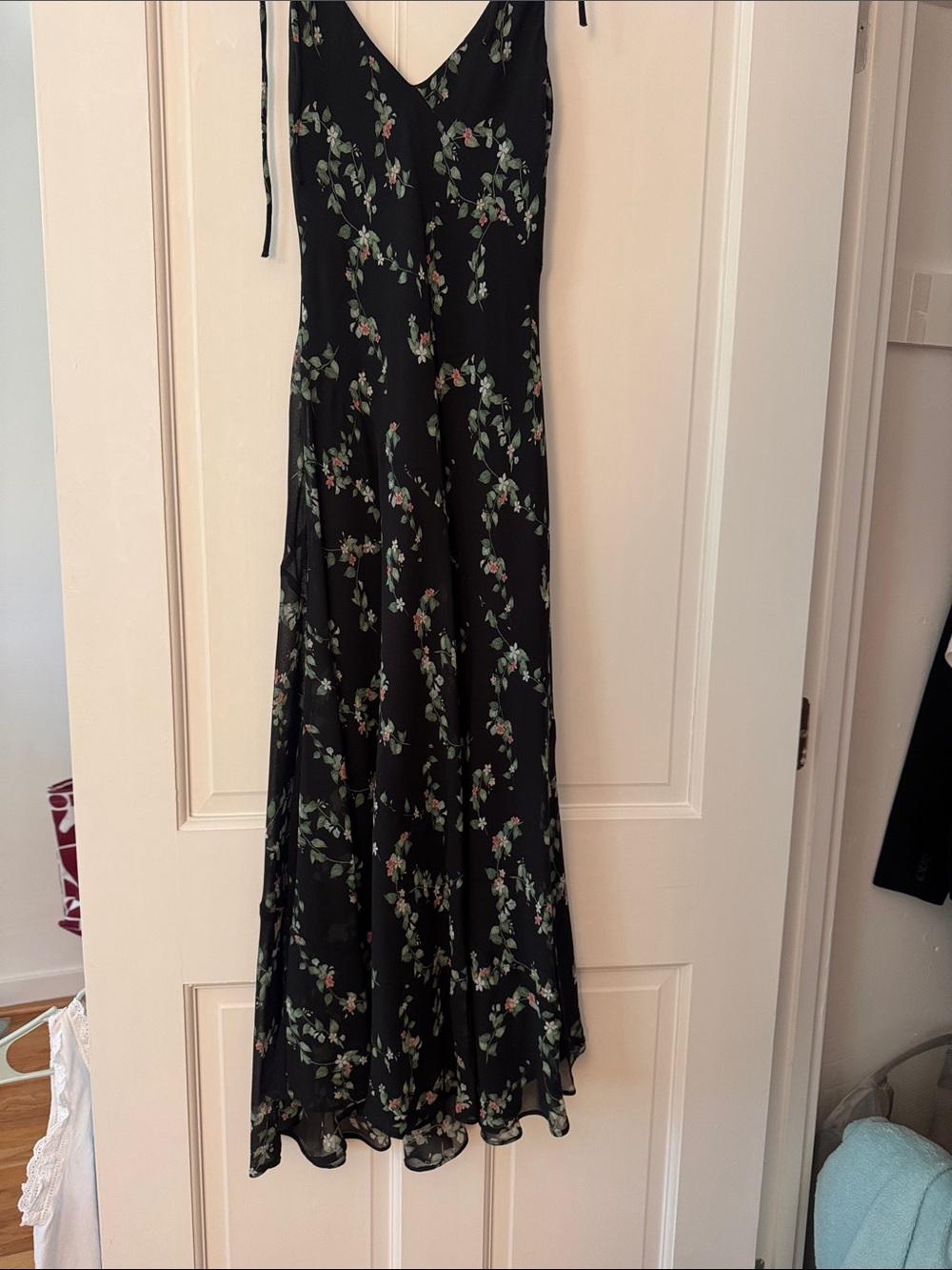 Wilfred Black Floral Midi Slip Dress